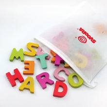 Load image into Gallery viewer, Wooden alphabet puzzle with 50 flash cards “My first English Words”