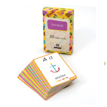 Load image into Gallery viewer, Wooden alphabet puzzle with 50 flash cards “My first English Words”