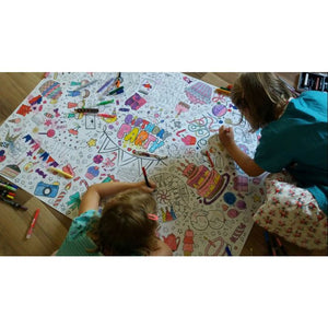Coloring tablecloth motif Happy Birthday