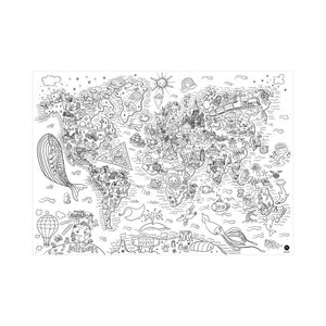 Coloring tablecloth motif world map