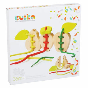 Wooden lacing toy set fruits