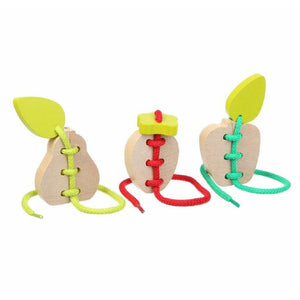 Wooden lacing toy set fruits