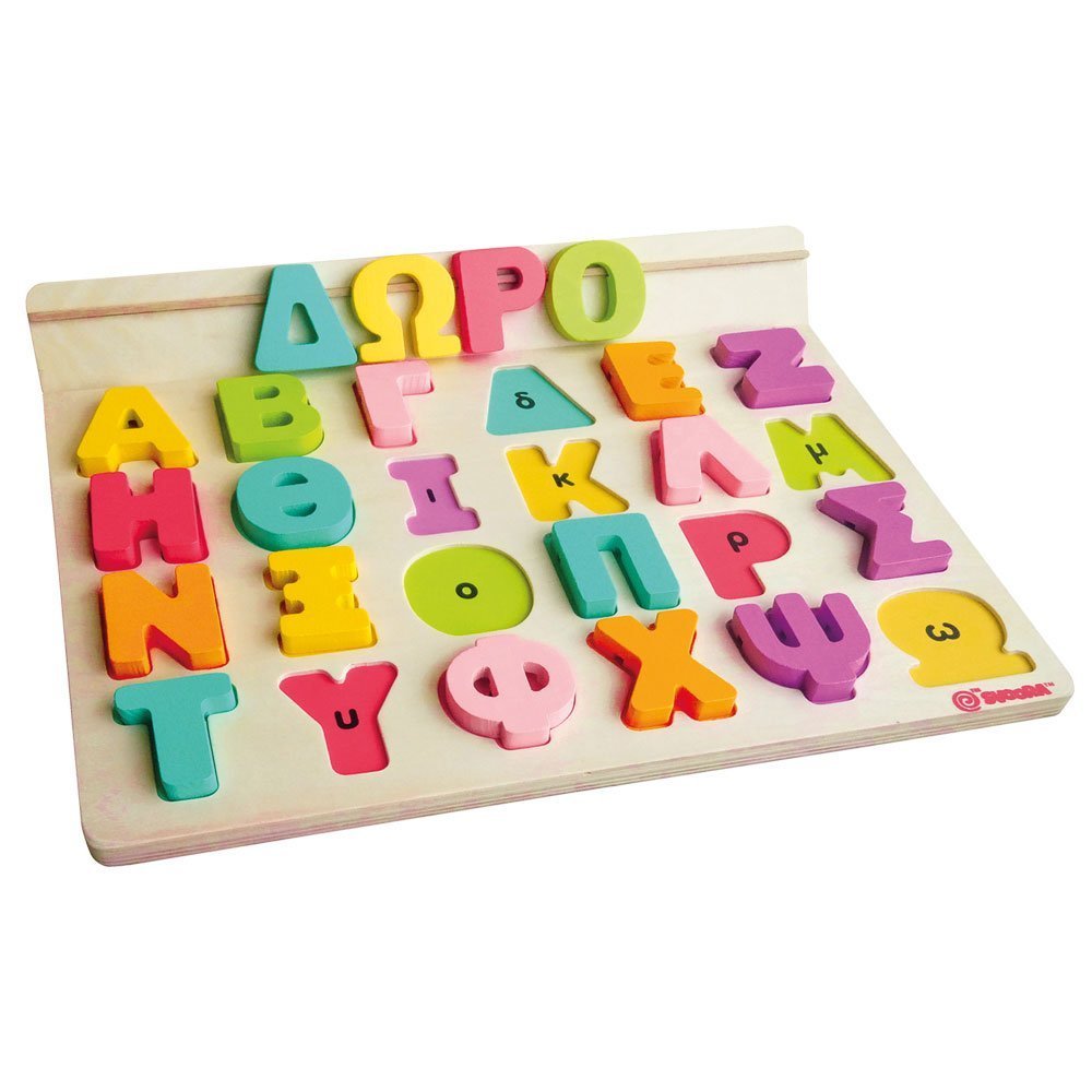 Wooden alphabet with 50 flash cards | Greek letters