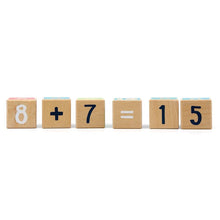 Load image into Gallery viewer, Wooden cubes of Greek letters and numbers
