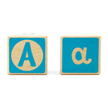 Load image into Gallery viewer, Wooden cubes of Greek letters and numbers
